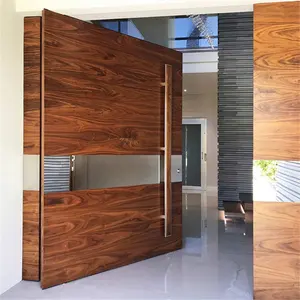 Diseño de puerta a medida, pivote de madera maciza de 48 pulgadas de ancho para Exterior, puerta delantera, moderna