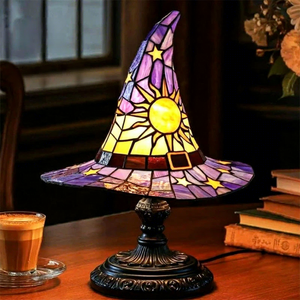 Lampada a Forma di Cappello da Strega in Vetro Colorato, Luce Notturna Creativa e Divertente, Decorazione per Casa, Regalo Originale per Amici - Product Image 1