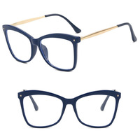 DL Lunettes Cat's Eye Riz Nail Eyeframe Anti Blue Light Lunettes unies à grande monture
