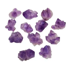 DIY gigi batu kecubung mentah kristal penyembuhan batu kasar bunga Amethyst untuk membuat perhiasan Cluster Amethyst untuk dekorasi