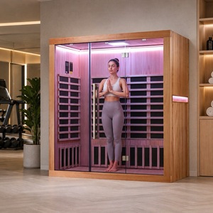 Cabine de sauna infrarouge lointain moderne en bois de pruche pour yoga, sauna sec intérieur, salle de sport à domicile, détox, cabine FIR pour chambre à coucher - Product Image 1