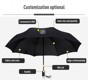Parapluie Moderne Personnalisé Anti-UV Pliant en Trois Volets Entièrement Automatique Imperméable Coupe-Vent en Alliage d'Aluminium à 8 Baleines 210T – Grande Vente - Product Image 2