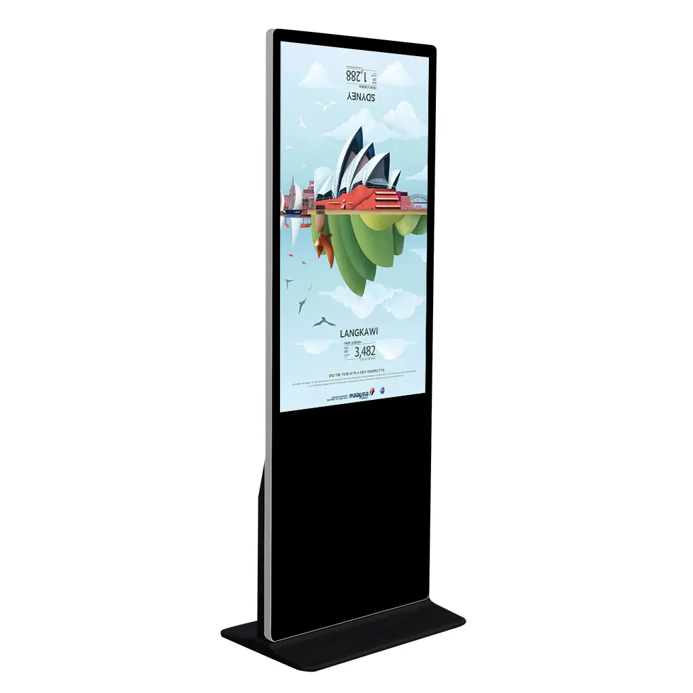 55 Inch Android Indoor Lantai Berdiri Digital Signage Layar Sentuh Portable Media Player Tampilan Iklan Kios Layar