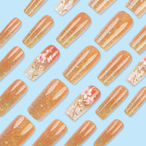 24 Uds. <span class=keywords><strong>Uñas</strong></span> postizas de flores, flores rosas, puntas de <span class=keywords><strong>uñas</strong></span> postizas cuadradas <span class=keywords><strong>cortas</strong></span> para niña, usable, dulce, coreano, Simple, Rosa desnuda, prensa en las <span class=keywords><strong>uñas</strong></span> - Product Image 3