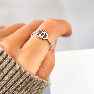 Sparkling Micro Pave Interlocking Ring for Women Minimalist Elegant <b>Meaningful</b> <b>Jewelry</b> Gift - Product Image 2