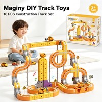 Circuit de Course Flexible à Construire Soi-Même 161 Pièces, Voiture Magnétique pour Enfants, Jouet STEM Créatif, Train Électronique sur Rail, Jouets Cubes 3D