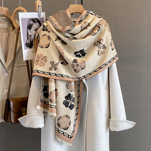Khăn choàng Pashmina len Cashmere cao cấp dành cho nữ, in logo tùy chỉnh, khăn choàng mùa đông, tua dài, kiểu dáng thời trang, họa tiết chữ, chất liệu như chăn - Product Image 3