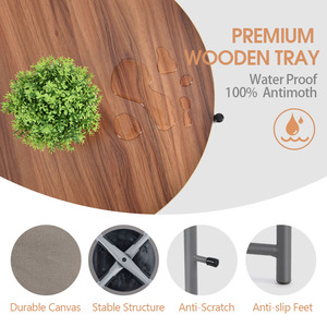 Tavolino da Caffè Rotondo in Legno Italiano Design a Vassoio Tavolini Laterali Piccoli Antichi per Soggiorno Camera da Letto - Product Image 4