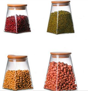High borosilicate mini glass jars honey glass jar food container with bamboo lid