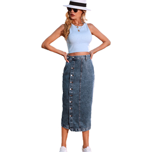 <span class=keywords><strong>Jupe</strong></span> longue en <span class=keywords><strong>jean</strong></span> bleue pour femme, style <span class=keywords><strong>crayon</strong></span>, avec fente latérale, vente chaude, vente en gros - Product Image 3