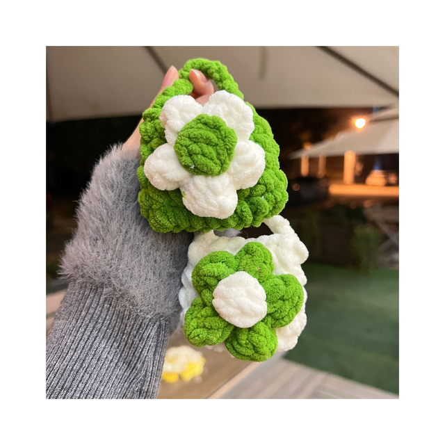 Juqi Portable Mini DIY Hand-Knitted Collection Bag Crochet Change Purse Universal Headphone Sleeve Storage Headset Cover Party