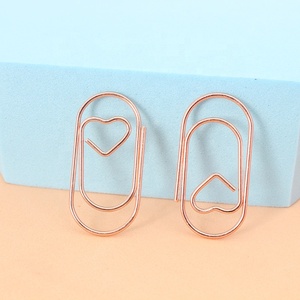 Free Sample Metal Wire Bookmark Paper Clips <strong>Mini</strong> Rose Gold Notebook Clip Love Heart OEM 100 Pcs/Poly Bag Cute Small <strong>Paperclip</strong> - Product Image 3