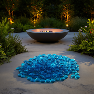 หินแก้วสีน้ำเงินแคริบเบียน 10 ปอนด์ ขนาด 3/4 นิ้ว สำหรับเตาผิงกลางแจ้ง สวน และใช้กับเตาไฟ - Product Image 2