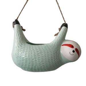 Vente flash : <span class=keywords><strong>pot</strong></span> de fleurs <span class=keywords><strong>suspendu</strong></span> en céramique vert menthe en forme de paresseux - Product Image 1