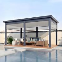 Pérgola Bioclimática Motorizada Personalizada, Gazebo, Pabellón, Pérgola de Techo de Aluminio con Revestimiento Resistente al Viento para Patio Trasero, Terraza