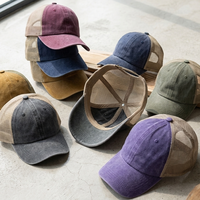 Gorra Trucker Lavada de Malla, Estilo Béisbol, Desgastada Retro, Deportiva, para Viajes al Aire Libre, Casual, Transpirable, Snapback, Marca Y2K
