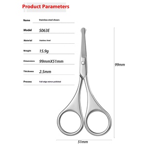 Cute Mini Straight Blade <span class=keywords><strong>Scissors</strong></span> Private Nose Hair <span class=keywords><strong>Scissors</strong></span> Aço inoxidável tamanho pequeno para cuidados pessoais - Product Image 2