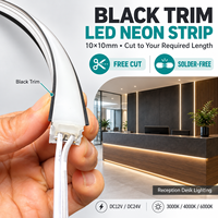 Lampu LED Neon Strip Trim Putih dengan Tepi Hitam, Neon Flex Tanpa Bingkai, Pencahayaan Linear untuk Lemari, Rak, dan Furnitur