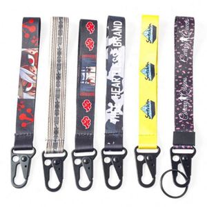 Custom Logo Nylon Jacquard Wrist Strap Phone <b>Cheap</b> Lanyard Key <b>Chain</b> With Leather - Product Image 4