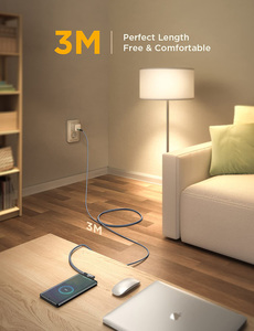 Câble USB C vers USB C de 10 pieds de long, 100 W, angle droit, câble de charge rapide USB C pour MacBook Pro/Air iPad Pro/Mini/Air <span class=keywords><strong>Samsung</strong></span> <span class=keywords><strong>Galax</strong></span> - Product Image 6
