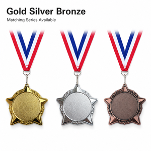 Ready Stock Blank Medal Wholesale Sports Medals Metal Award Medal Custom Logo <b>Ribbon</b> Gold Silver Bronze Factory - Product Image 2
