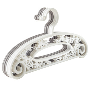 Thickened <b>Plastic</b> Clothes Hanger White And Gray Hollowed Out Non Slip <b>Wardrobe</b> Hanger For Adult Clothing Storage Organizer - Product Image 1