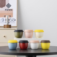 Mug de voyage en céramique personnalisé FENN 250 ml avec couvercle en silicone, sans poignée, finition mate, tasse à café portable réutilisable, cadeau, vente en gros