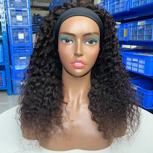 Wig Wanita Rambut Murah Alami Manusia Jerry Ikat Kepala Keriting Wig Rambut Perawan