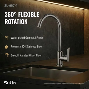 <span class=keywords><strong>Robinet</strong></span> de cuisine en acier inoxydable SUS304 couleur bronze, mitigeur d'évier pivotant à 360° avec jet aéré SL-607-1 - Product Image 1