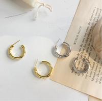 Boucles d'oreilles créoles en Tube épais mi-épais pour femmes, bijou Simple, Chic, plaqué or, 18 carats, collection 2021