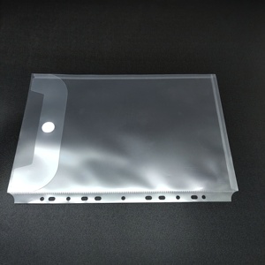 Pochettes A4 à ouverture verticale en plastique, bord ajouré transparent avec trou perforé, pochettes de liaison d'enveloppe avec crochet et attache de boucle - Product Image 3