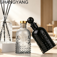Diffuseur d'arômes en verre transparent noir, gris clair, personnalisable, 200 ml, avec bâtonnets, décoration d'intérieur