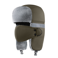 Gorro Ushanka Térmico de Invierno QJ OEM Personalizado con Tira Reflectante y Cubre Rostro, Gorro con Orejeras Forrado de Forro Polar para Exteriores