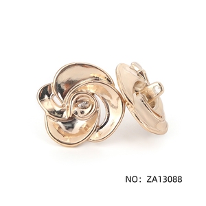 Sang Trọng Chống Sơn Vàng Kẽm Hợp Kim Tùy Chỉnh Chân Nút Thiết Kế Kim Loại Hoa Hình Dạng Nút - Product Image 4