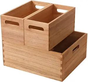 Деревянные корзины для хранения одежды и полок-декоративные ящики для хранения из натурального дерева с ручками для офисной книжной полки