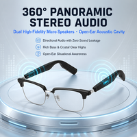 Lunettes Audio Intelligentes 5.0 Double Caméra Stéréo à Oreille Ouverte 360 Degrés Lecteur de Musique Appel Mains Libres Chargement Type-C