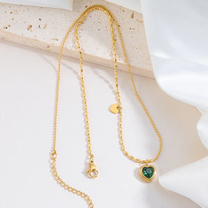 Craft Wolf accessori per ciondoli a <span class=keywords><strong>prezzo</strong></span> di fabbrica di alta qualità cuore di pesca intarsiato con collana con ciondolo in zircone - Product Image 2