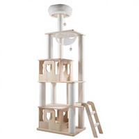 Arbre à chat pour le sol et le plafond, tour à gratter en bois, structure d'escalade pour chat d'intérieur, hauteur réglable, qualité supérieure simple