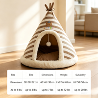 Nouveau Nid de Chat Mignon en Forme de Yourte Tricoté Épais et Chaud pour l'Automne et l'Hiver, Maison de Chat Ronde d'Intérieur en Tissu Rembourré de Coton pour Noël, Lit pour Animaux de Compagnie
