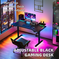 Bureau de jeu électrique pliable en métal réglable avec éclairage LED RGB, bureau surélevé à hauteur personnalisable pour les joueurs PC