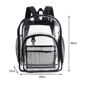 Индивидуальный Женский сверхпрочный Водонепроницаемый черный маленький прозрачный рюкзак, прозрачный рюкзак, школьная сумка для девочек