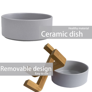 Wholesale Custom Logo Ceramic Wooden Frame Pet <b>Cat</b> Dog Bowl - Product Image 3