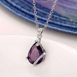 Collana con Ciondolo a Goccia Viola per Donne, Accessorio da Collo Semplice per Uso Quotidiano, Gioiello di Moda - Product Image 5
