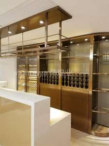 Étagères de cave <span class=keywords><strong>à</strong></span> vin de luxe <span class=keywords><strong>en</strong></span> <span class=keywords><strong>bois</strong></span> massif, <span class=keywords><strong>en</strong></span> acier inoxydable doré, grande capacité, taille personnalisée, présentoir, mobilier de maison - Product Image 5