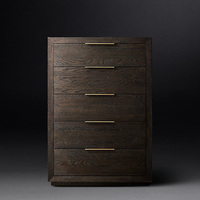 Meubles de rangement en chêne blanc personnalisés Rhoohill, commodes modernes en bois massif à 5 tiroirs, armoires décoratives avec tiroirs
