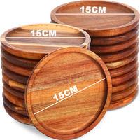 Assiettes en bois rondes de 5,9 pouces, légères, classiques, faites à la main, pour servir des plats, des collations, des aliments, ou comme cadeau.