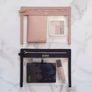Clear PVC <b>Makeup</b> <b>Bag</b> <b>Transparent</b> Window Water Resistant Large Capacity Travel Cosmetic Organizer <b>Bag</b> Zipper Closure Fashion - Product Image 2