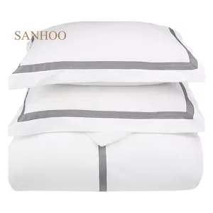 SANHOO Best Price Hotel Organic Cotton High Quality Jacquard Solid Fabric Bedding Set