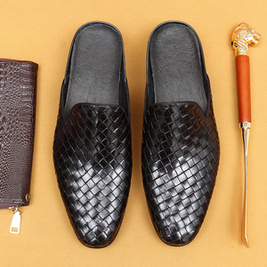 Sandales d'été pour hommes en cuir véritable, tissées à la main, style décontracté et professionnel, sandales de luxe en cuir de créateur, élégantes - Product Image 1