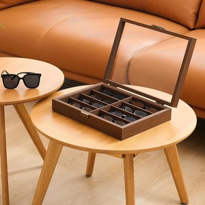 Wooden Eyeglass Storage Box With Removable Divider Adjustable Compartment Display <b>Case</b> <b>For</b> Sunglasses And <b>Glasses</b> Organization - Product Image 2